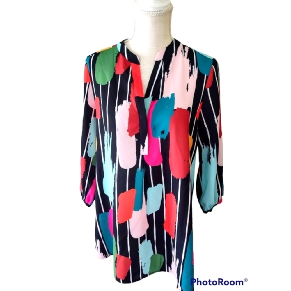 Crosby Top Tunic Sz Small Colorful Abstract